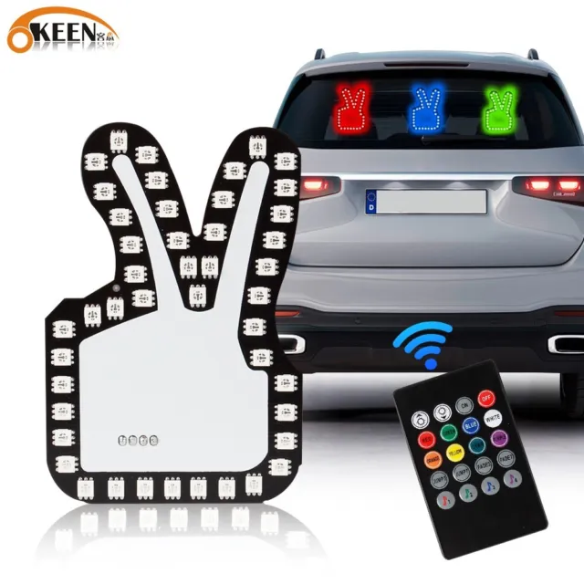 Funny Finger Car Light Led Car Hand Led Car Finger Up Road Rage Signs  Middle Gesture Hand Lamp Sticker Glow Panel With Remote