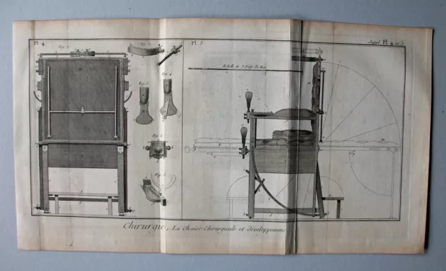 Surgery - Chirurgie Behandlungsstuhl - 2 Kupferstiche (Diderot) um 1770 Pl. 3-5 2