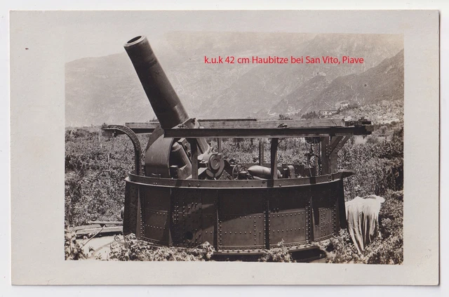 K.U.K FOTO ARTILLERIE 42 cm Mörser kuk artillery mortar Piave San Vito ...