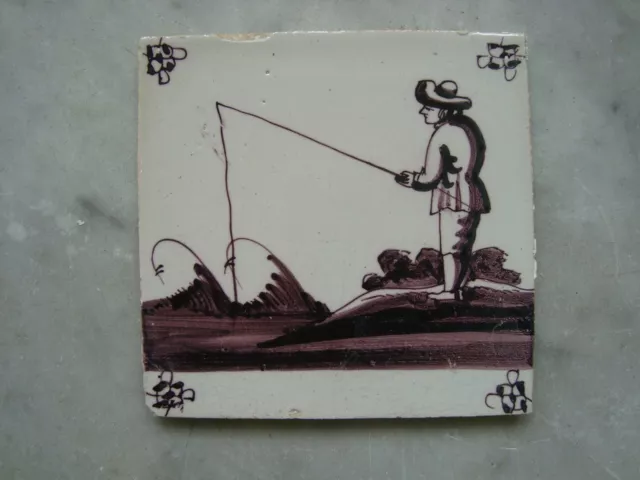 18th century delft handpainted dutch fisherman tile fishing,sport