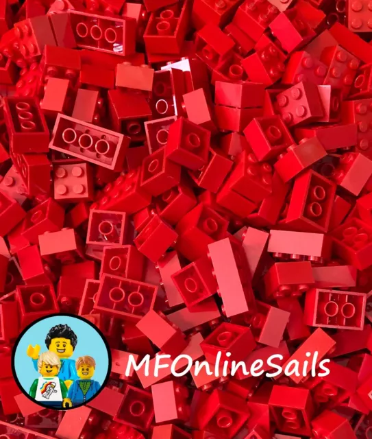 50 Red LEGO Basic Bricks 2x2 2x3 2x4 - Random Basic Bulk Lot