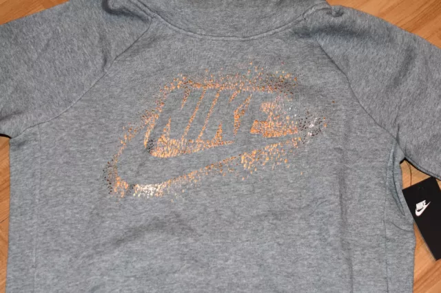 Nike Rally Metallic Logo Funnel Neck Women's Sweatshirt  - Women's Size Medium
