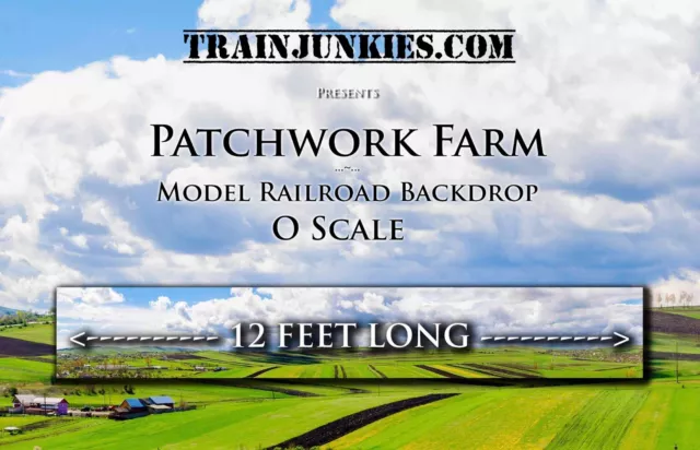 Train Junkies O Scale "Patchwork Farms"  Backdrop 24x144" C-10 Mint-Brand New