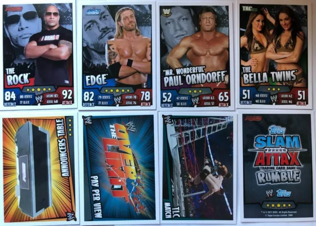 SLAM ATTAX RUMBLE WWE Wrestling Series BASE CARDS Nos 49-223 Pick/Choose