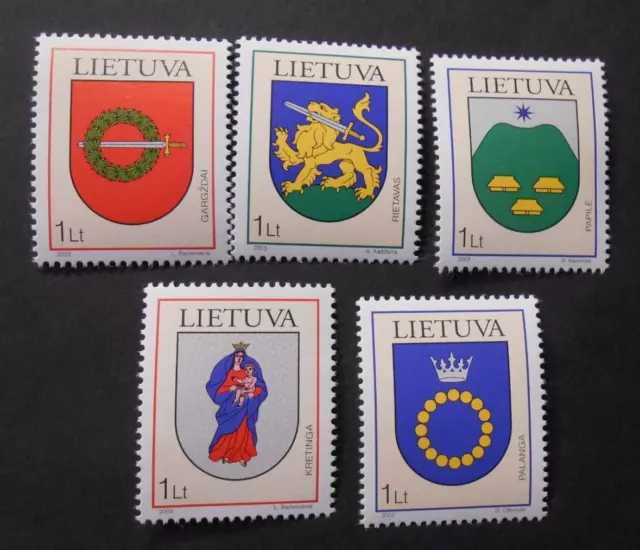 LITUANIA  LITHUANIA, LIETUVA 2003 " Stemmi " 5 Valori Cpl set MNH**