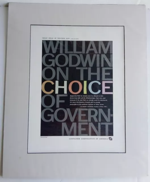 Container Corporation of America Great Ideas of WILLIAM GOODWIN Man Ad MATTED