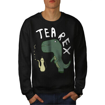 Wellcoda Dinosaur Tea Rex Mens Sweatshirt, Funny Casual Pullover Jumper