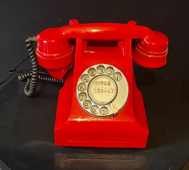 Bakelite Vintage Telephone -- Red  --Converted -- see video