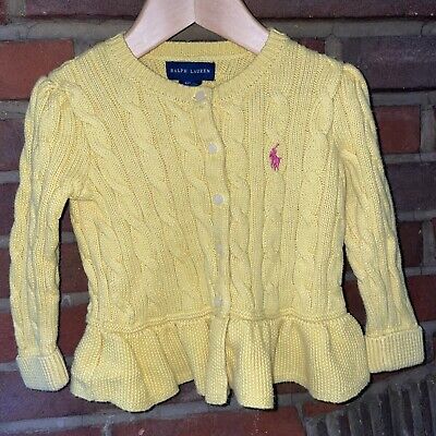 Baby Girls Polo Ralph Lauren Long Sleeved Button Up Cable Knit Cardigan