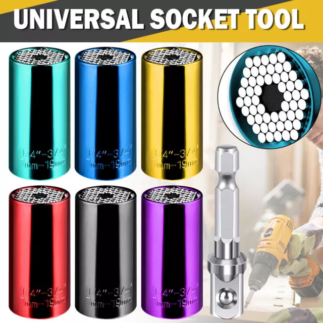 2Pc Universal Socket Wrench Magic Connecting Gator Grip Power Drill Adapter Tool