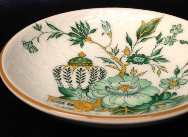 Krone Staffordshire Kowloon Butter Pat 3 5/8" Grüne Blumen & Urne 4