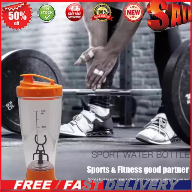 350ml Automatic Protein Shaker Bottle Portable Cup for Protein Shakes (Orange)