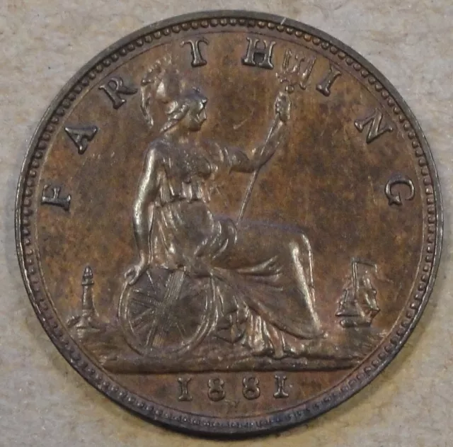 Great Britain 1881-H Farthing Borderline UNC