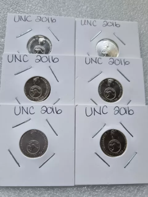 6 X 2016 CHANGEOVER 5 Cent Coin - UNCIRCULATED coins  Ex Mint Roll