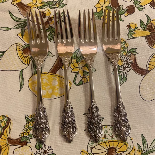 Vtg GODINGER Baroque Silverplate Flatware Salad Forks 6 5/8” Set of 4 Dessert A