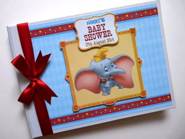 Personalised Dumbo boys baby shower / birthday guest book, album, gift for boy