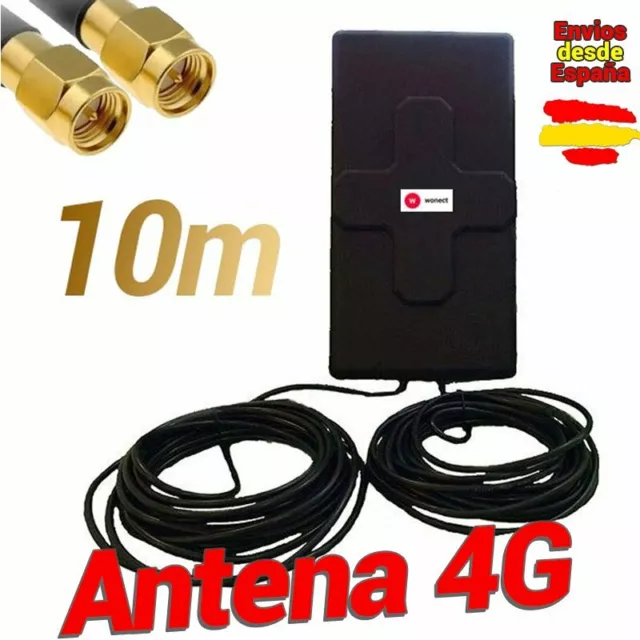🔥 ANTENA 4G Wonect 50dBi Negra Exterior 10 metros Cable Conector