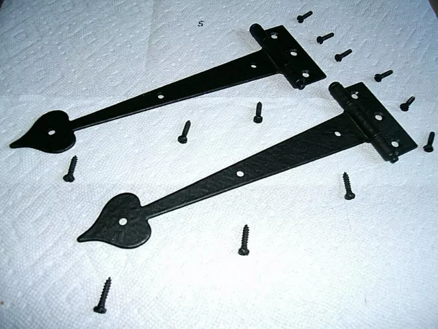 Strap Hinges Vintage-2 each McKinney with Screws Forged Iron 1950 Era Vintage 9"