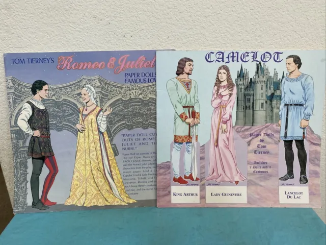 Vtg Lot of 2 Paper Dolls Books Tom Tierney’s Romeo & Juliet and Camelot - Intact
