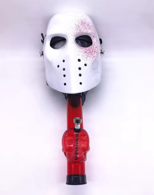 Men Blood Spatter Ice Hockey Mask Gas Mask Bong Hookah Shisha Smoke Water Pipe