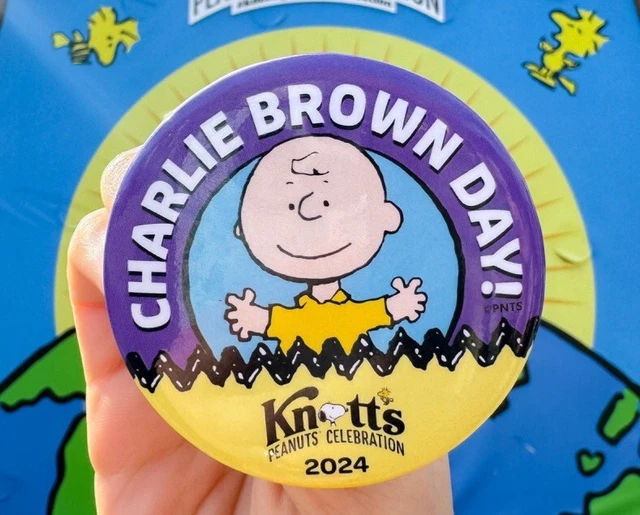 KNOTT'S BERRY FARM Peanuts Celebration Charlie Brown Day 2024 Button