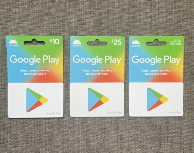 GOOGLE PLAY 3 x GIFT CARD UK Edition Collection Android (NO CREDIT) £9.00 -  PicClick UK