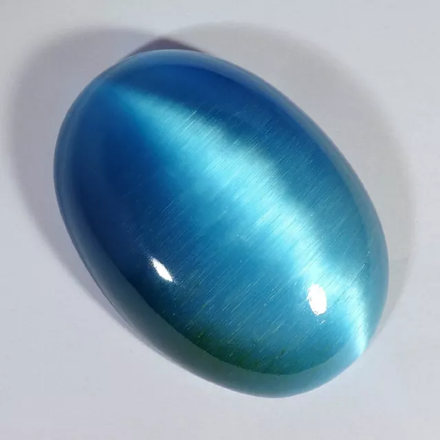 589.70Cts Géante Naturel Bleu Ciel de Chat Eye Pierre Lune Ovale Cabochon o031