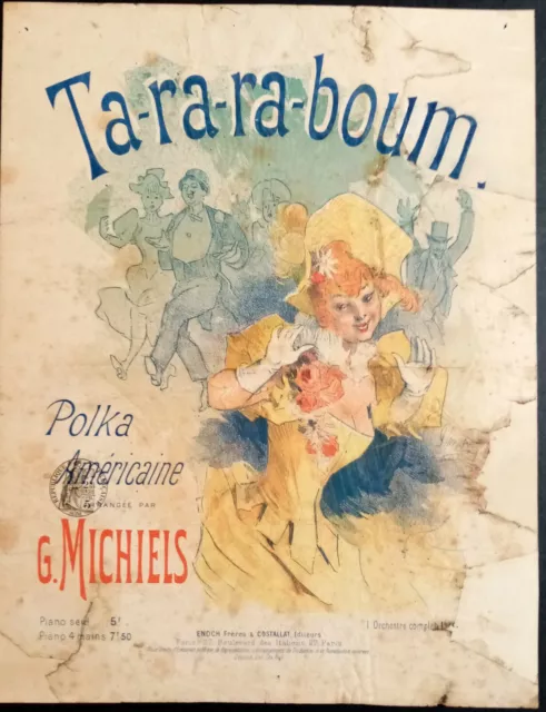 AFFICHE ORIGINALE et rare de Ta-ra-ra-boum - CHERET - 1895