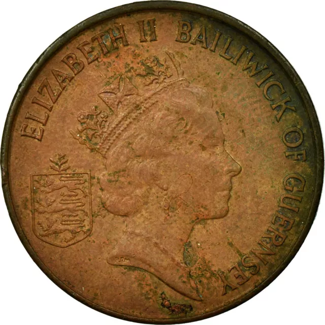 [#690679] Münze, Guernsey, Elizabeth II, 2 Pence, 1988, SS, Bronze, KM:41