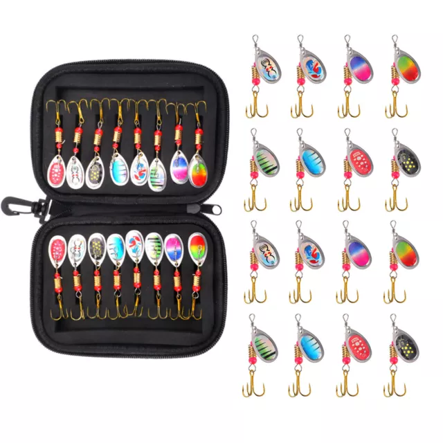 16pcs Metal Spinnerbaits Trout Baits Bass Fishing Lures Kit Saltwater Tackle Box