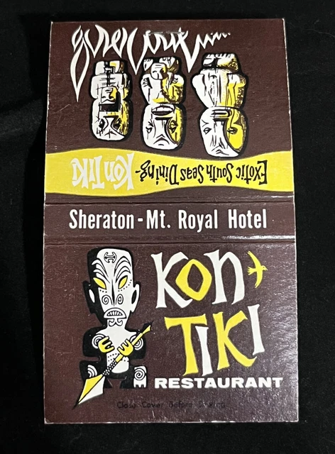 Vtg Kon Tiki Restaurant Logo Matchbook Cover Sheraton Mt Royal Hotel Montreal QC