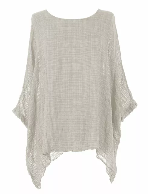 Women Italian Plain Lagenlook Batwing Cotton Blend Ladies Tunic Top Plus Sizes