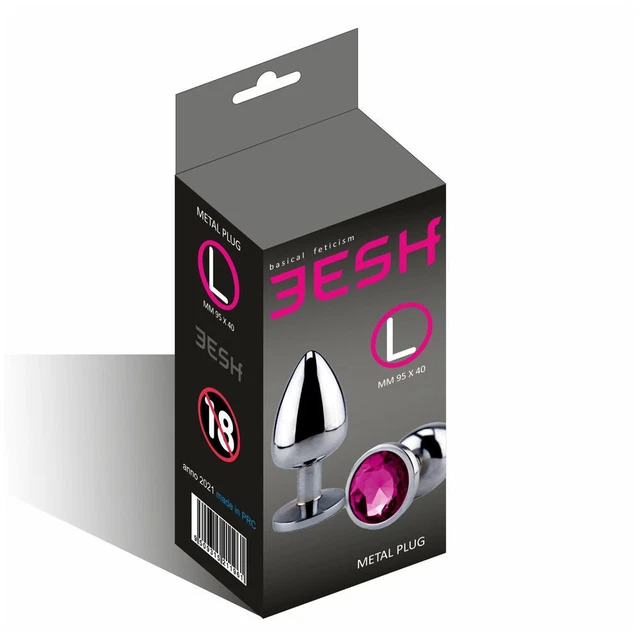 Plug anale in metallo cromato con gioiello rosa tg l sadomaso bdsm fetish basica