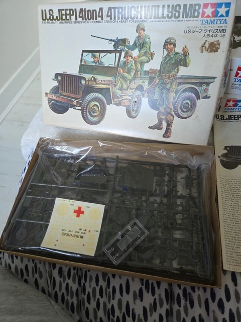 Tamiya – Maquette Jeep Willys MB 4x4 4 Tons + équipage (1/35) – Vintage, Boîte Ouverte