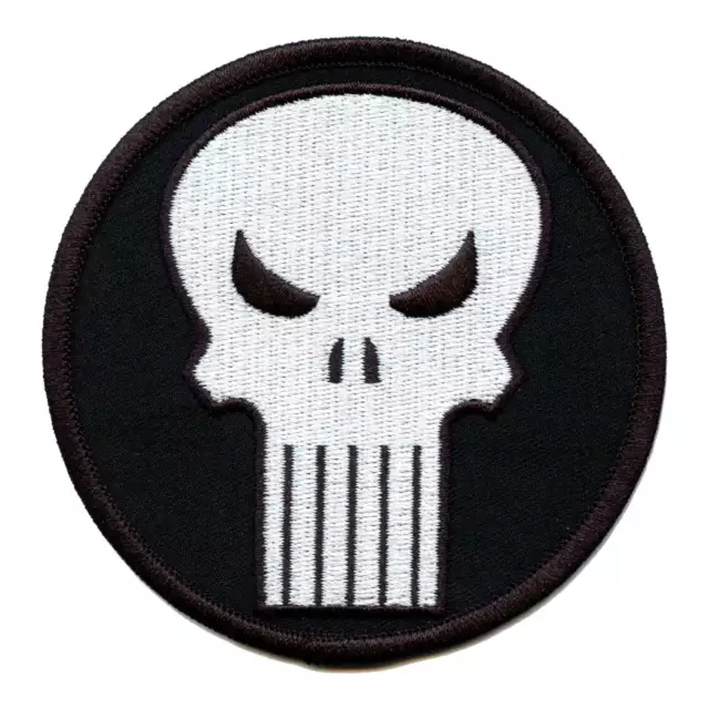 Marvel Comics Punisher Totenkopf Rund Bestickt Aufbügeln Patch