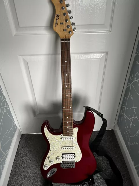 Red Strat Style Electric Guitar- Great Beginner Guitar! Full Size