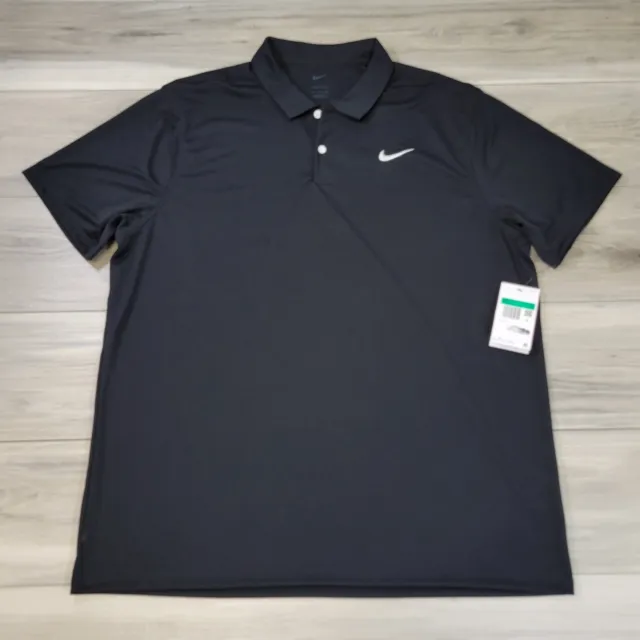 Nike Polo Shirt Men's XL Black Dri-FIT Victory New