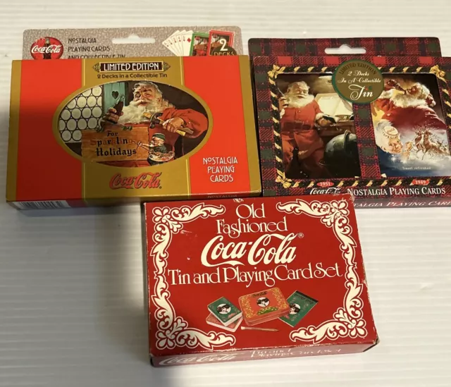 Coca Cola Nostalgia Playing Cards Lot Of 6 Decks  -5 SEALED 1 OPEN BOXES TINS