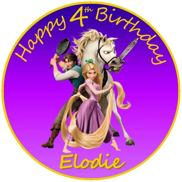 7.5& TANGLED RAPUNZEL Edible Personalised Cake Topper £5.50 - PicClick UK