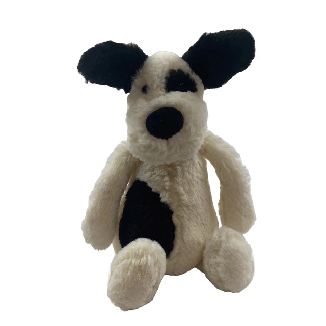 JELLYCAT BASHFUL PUPPY Dog Plush Cream Black Spot Stuffed Animal Small