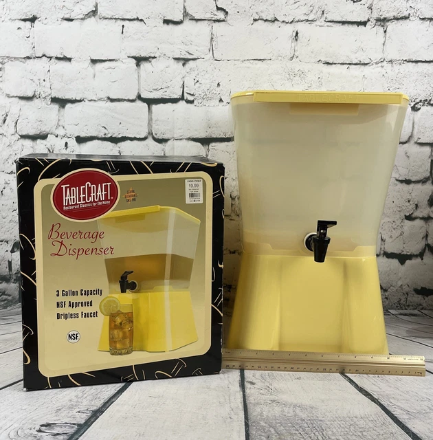 Vtg 3 Gallon YELLOW Juice Dispenser Plastic Square Beverage Water Iced Tea Punch