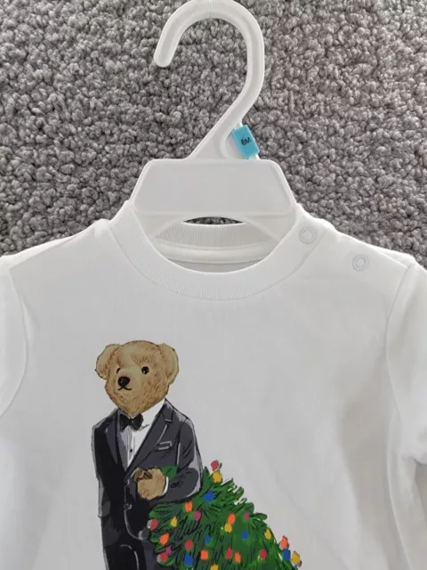 Ralph Lauren Polo Bear Long-Sleeve T-Shirt Infant Boy's 3M White Snap Closure 2