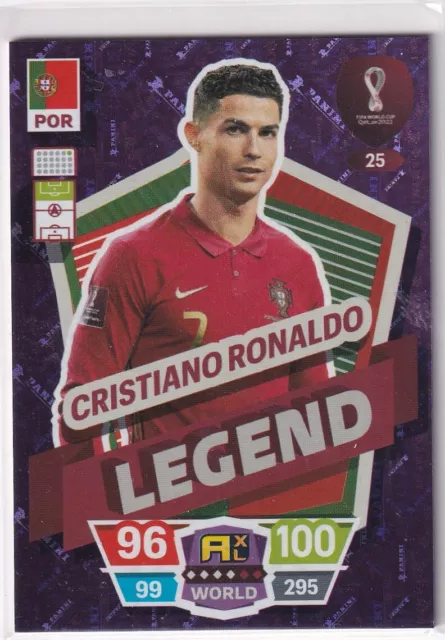 PANINI QATAR WORLD Cup Carte 2022 Numéro 25 Cristiano Ronaldo