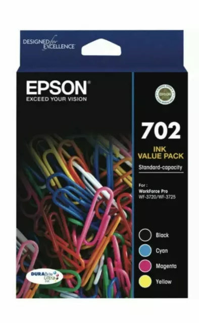 Genuine Original Epson 702 Ink Cartridge Value Pack * No  Box *