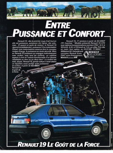 PUBLICITE ADVERTISING 045 1989  RENAULT 19   le gout de la FORCE 2