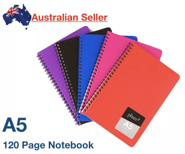 A5 Notebook 7mm Ruled Exercise Book 120 Pages School Lined Spiral Colourhide NEW