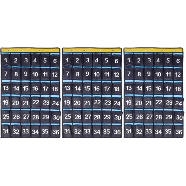 3pcs Numbered Pockets Chart Cell Phone Hanging Organizer Classroom Hanging