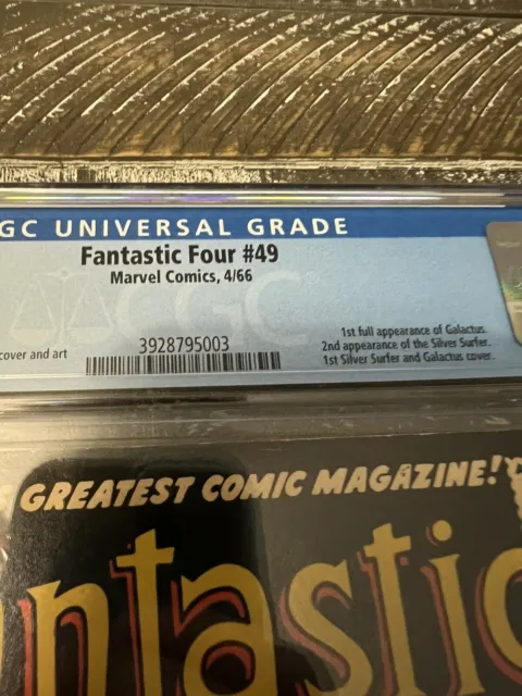 Fantastic Four 49 CGC 6.0 1st Appearance of Galactus & 2nd Silver Surfer 1966 3