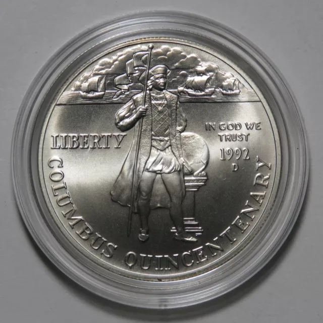 1992-D Columbus Quincentenary Commemorative Silver Dollar - Coin & Capsule
