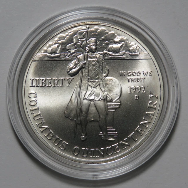1992-D Columbus Quincentenary Commemorative Silver Dollar - Coin & Capsule